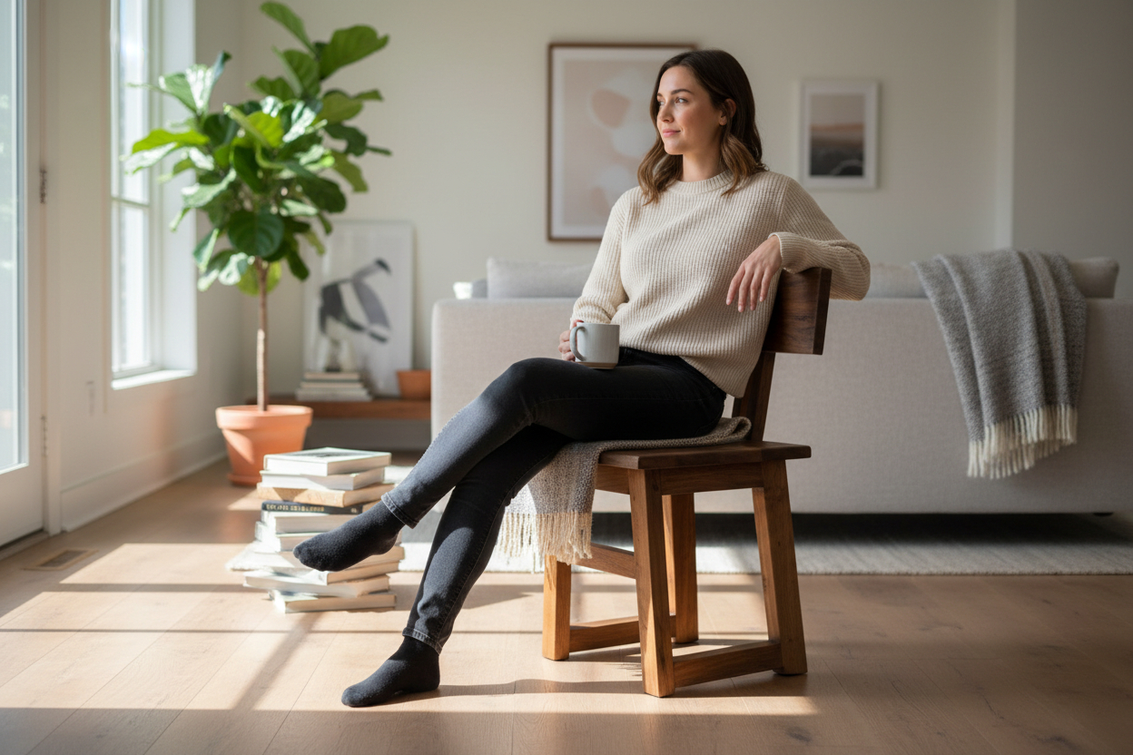 дрвено столче од масивно дрво Split Back Chair 5