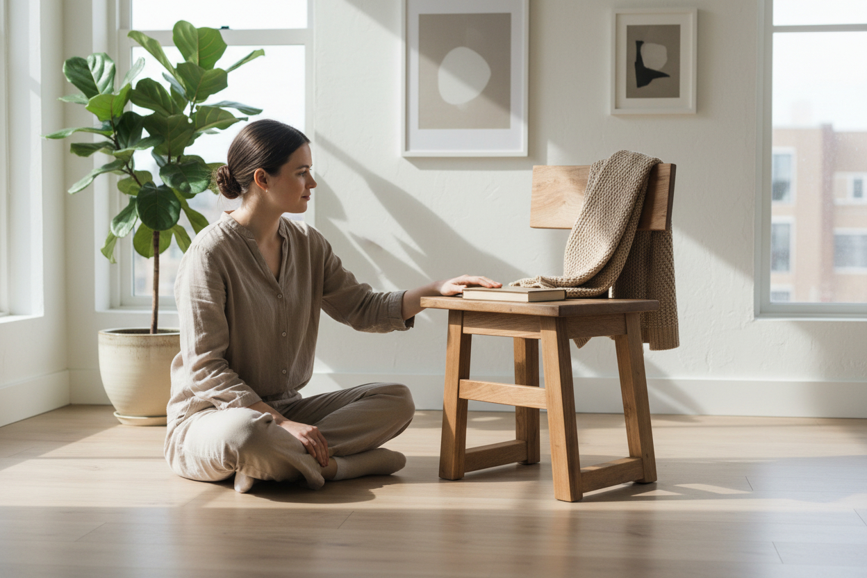 дрвено столче од масивно дрво Split Back Chair 10