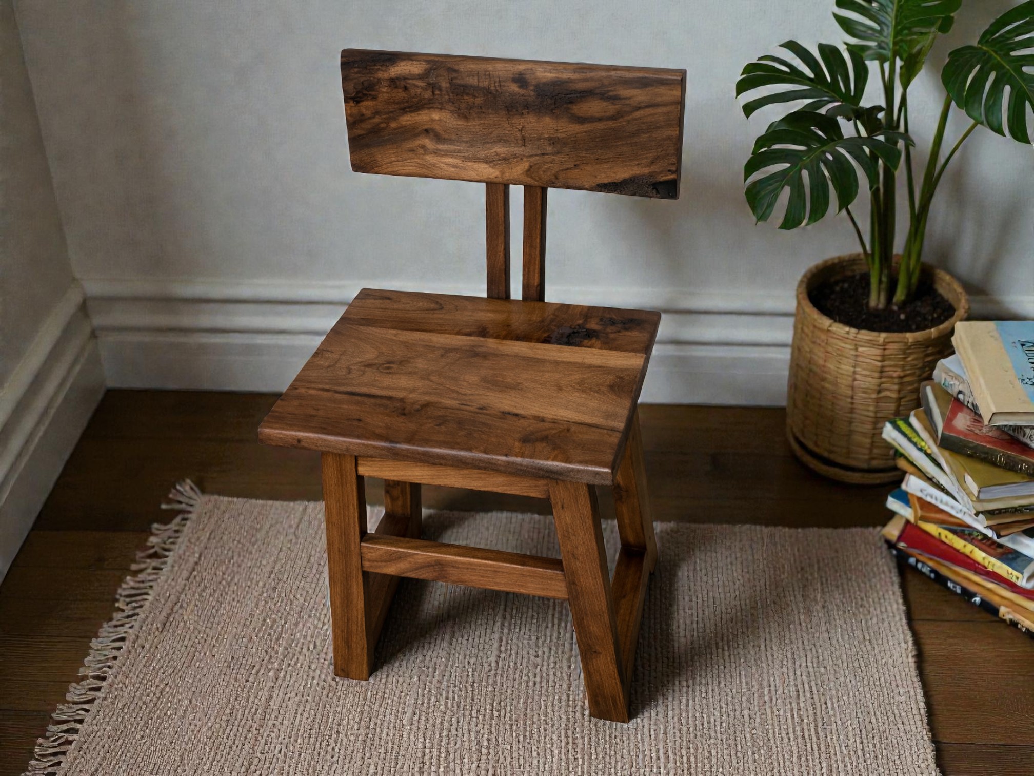 дрвено столче од масивно дрво Split Back Chair 4