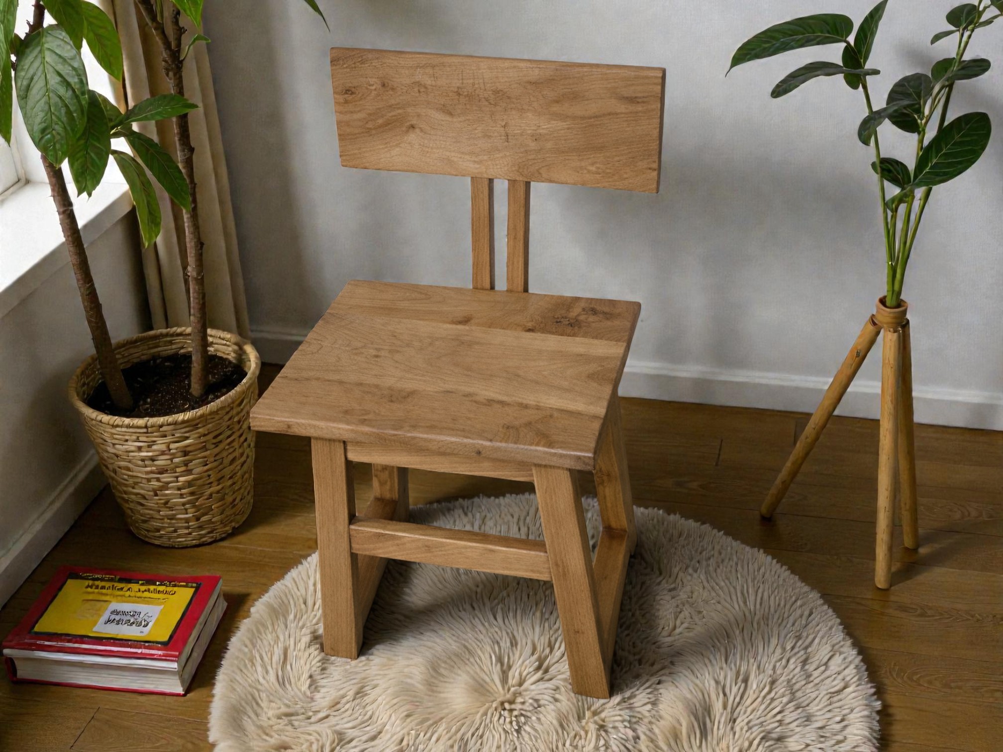 дрвено столче од масивно дрво Split Back Chair 9